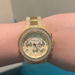 Michael Kors Gold Crystal-Accent Women's Chronograph Watch